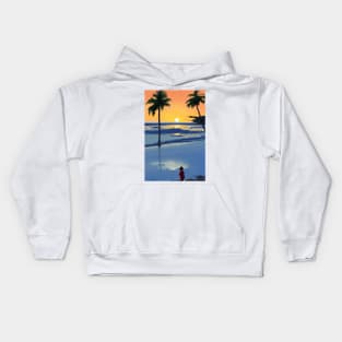 Summer Sunset Kid Palm Tree Beach Ocean Kids Hoodie